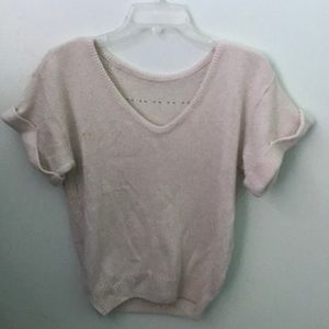 Vintage Beige Short Sleeve Sweater with Detailing